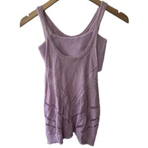 By Anthropologie Lavender Twinset Cropped Knit Bandeau Tank Crochet Racerback S